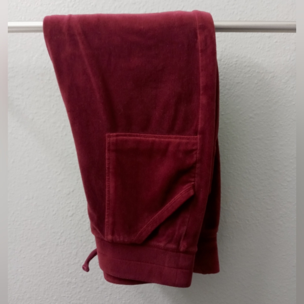 Burgundy Velour Jogger Pants Large